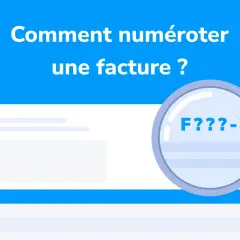 Une loupe examine un document, interrogeant la numérotation des factures. Le texte indique "Comment numéroter une facture ?".
