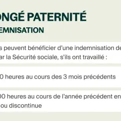 Mallette et texte sur le congé paternité et son indemnisation.