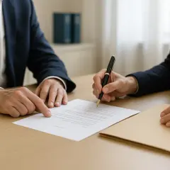 Deux personnes discutent d'un document. L'une pointe un paragraphe, l'autre signe. Une question se pose : peut-on annuler une donation ?