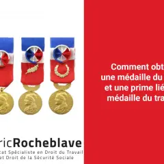 Plusieurs médailles du travail françaises, symboles de reconnaissance professionnelle, sont présentées. La question "Comment obtenir une médaille du travail ?" est posée.
