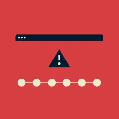 Icône d'alerte sur une barre de navigation, suggérant de signaler un site de vente en ligne suspect.