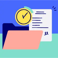 Dossier, facture et horloge avec coche.