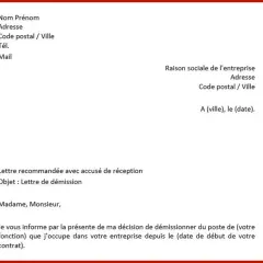 Modèle de lettre de démission avec préavis, pour informer l'employeur de votre départ. Ce document est essentiel pour le préavis démission hcr.