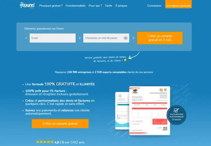 Plateforme de facturation auto entrepreneur gratuit. Créez devis et factures en ligne, 100% gratuit et illimité.