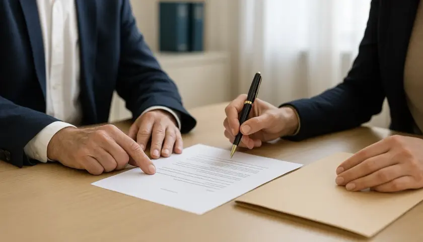 Deux personnes discutent d'un document. L'une pointe un paragraphe, l'autre signe. Une question se pose : peut-on annuler une donation ?