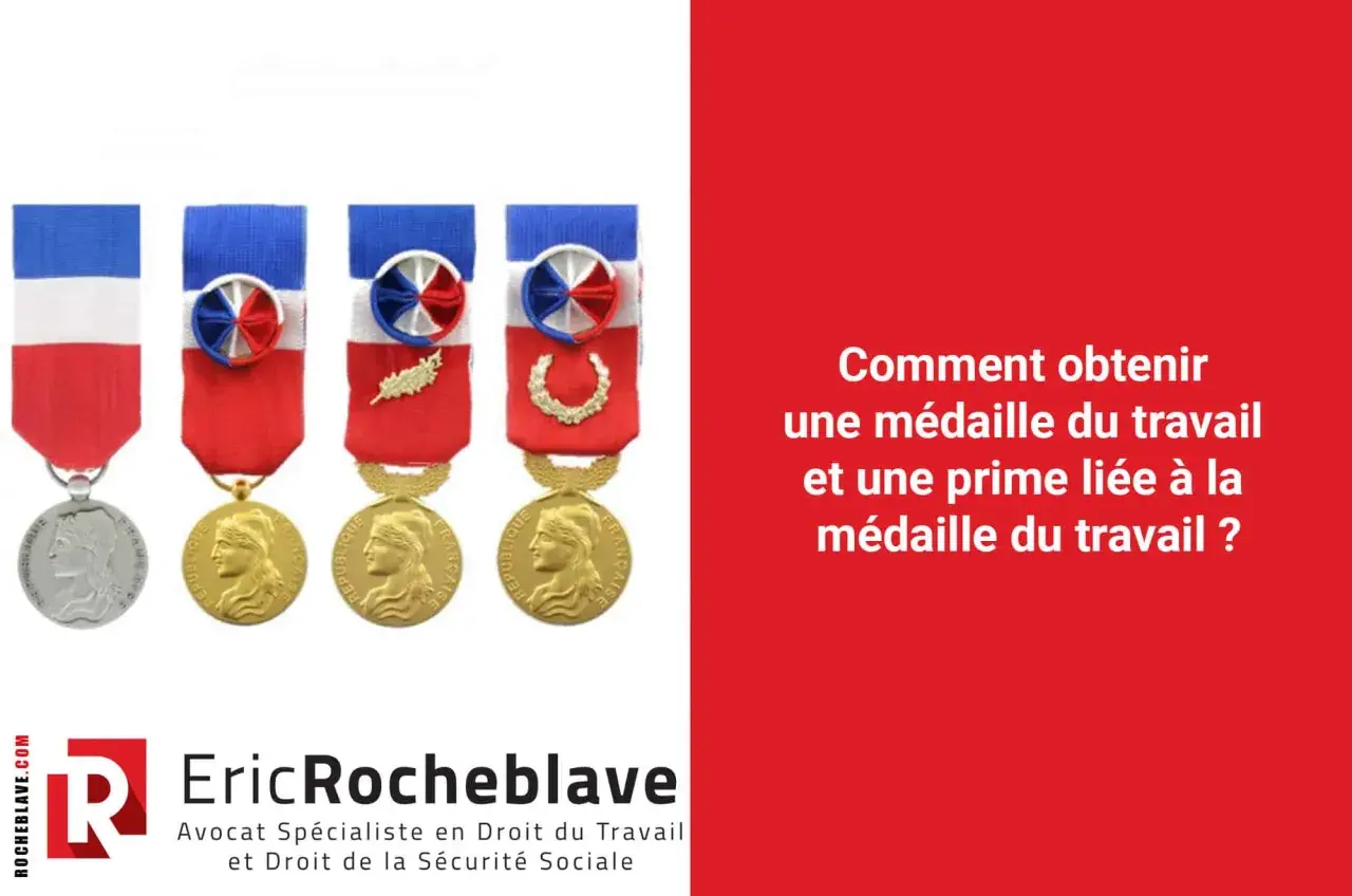 Plusieurs médailles du travail françaises, symboles de reconnaissance professionnelle, sont présentées. La question "Comment obtenir une médaille du travail ?" est posée.