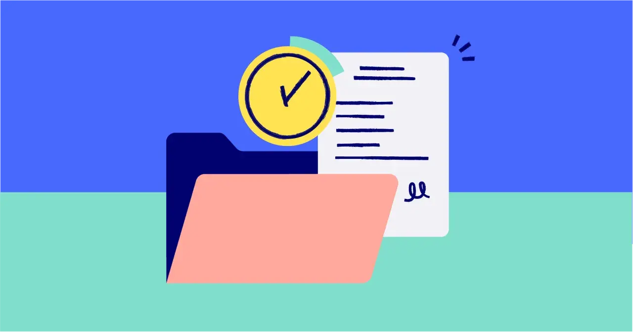 Dossier, facture et horloge avec coche.