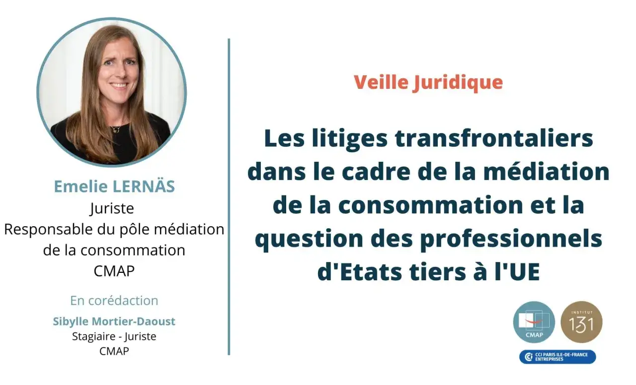 Emelie LERN&Auml;S, juriste, aborde les litiges transfrontaliers dans la m&eacute;diation de la consommation. Aide consommateur litige.