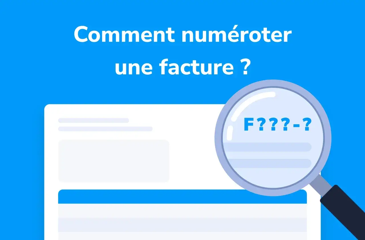Une loupe examine un document, interrogeant la num&eacute;rotation des factures. Le texte indique 